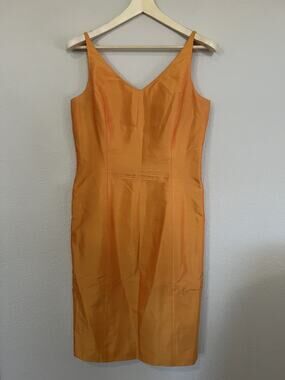 Vintage Y2K Ann Taylor Dress Silk Orange Size 10